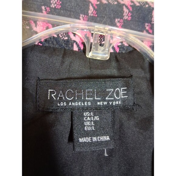 Rachel Zoe Winter Coat Jacket Y2K Retro Plaid Preppy Pink Black Size Large - Picture 3 of 5